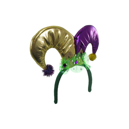 Mardi Gras Mini Metallic Jester Joker Mini Headband Women's Costume Accessory