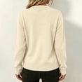 thumbnail image 4 of WULMLEO Women Zip Up Knit Cardigan, Long Sleeve Stand Collar Sweater Jacket with Pockets Soft Lightweight Loose Fit Casual Outerwear Beige M, 4 of 5