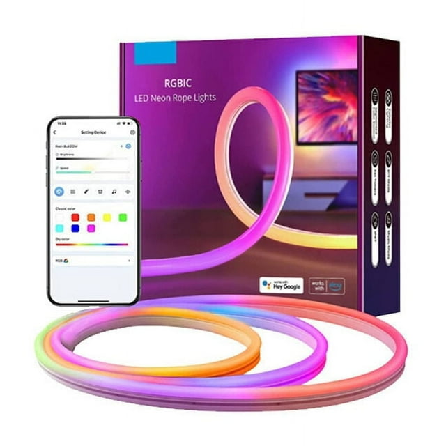 Multicolor Effect LED Light Strip, Energy Efficient Customizable Lighting for Bedroom Playroom Wall Decoration, Smart LED Strip with Voice Control Music Sync 5 Meter Length, Flexible Neon Rope