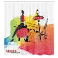 thumbnail image 3 of Ambesonne Retro Shower Curtain, Tower Street Fashion, 69"Wx84"L, Orange and Red, 3 of 5
