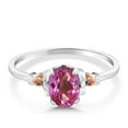 thumbnail image 2 of Gem Stone King 925 Silver and 10K Rose Gold Pink Mystic Topaz Engagement Ring for Women | 0.80 Cttw | Oval 7X5MM | Gemstone November Birthstone | Size 9, 2 of 5