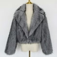 thumbnail image 6 of Delliss Women's Long Sleeve Trendy Winter Faux Fur Crop Jacket Gray L, 6 of 7