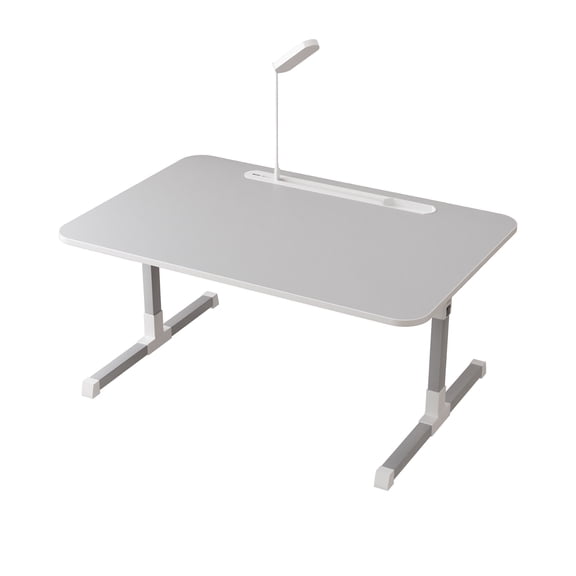 Dapmiu Adjustable Bed Table with Light & Fan, Foldable Laptop Desk 23.6x15.7 Inch, Multi-Function Bed Tray with Storage Drawer