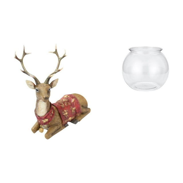 Figuras de reno para acuario de escritorio, estatua de alce y ciervo, pecera transparente, jarrón de material PP, adecuado para estanterías, escritori