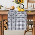 thumbnail image 2 of Burlap Table Runner 90 Inches Long, Vintage Geometric Art Stripe Lattice Non-Slip Kitchen Table Runners for Dining Room Everyday Use Party Table Decorations Abstract Flower Tile Texture, 2 of 9