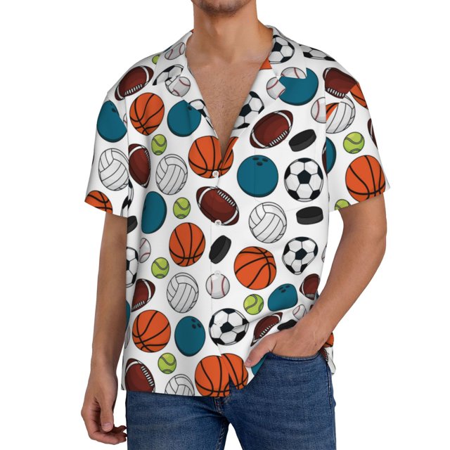 Balery Color Balls Camisa Casual de Manga Corta con Botones para Hombre, Texturizada, Estilo Cubano, para Playa, Verano-Medium