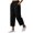 Black, variant on Women's Casual Loose Fit Capri Pants Solid Color Drawstring Elastic Waist Wide Leg Pants with Pockets for Summer Daily Wear