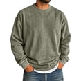 thumbnail image 2 of Oversized Vintage Crewneck Sweatshirt Men Acid Wash Cotton Baggy Trendy Streetwear Long Sleeve Shirts Pullover Tops Army Green XL, 2 of 4