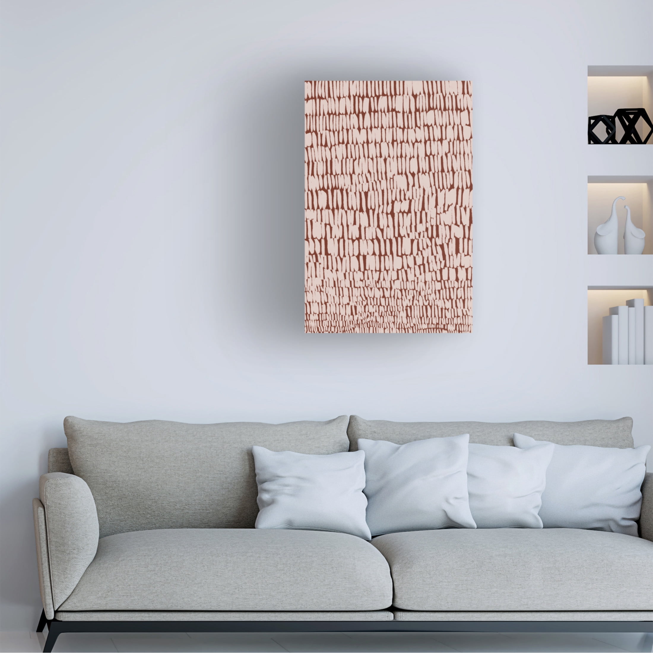 Canvas Wall Art - Treechild 'Short Beige Strokes Pattern' Wall Art for Living Room, Bedroom, or Office D?cor by Trademark Fine Art - 12 x 19 Inches