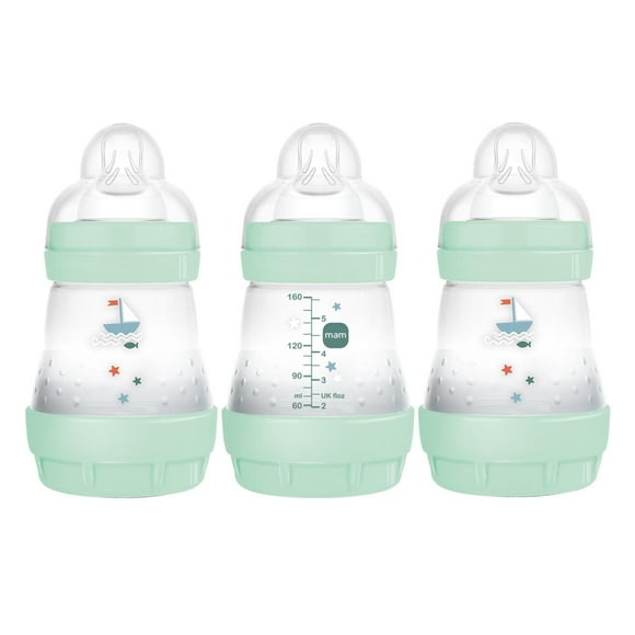 MAM Baby Bottles for Breastfed Babies, MAM Bottles Anti Colic, Boy, 5 Ounces, 3-Count multicolor