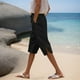 thumbnail image 1 of WILLBEST Pantalones Casuales de Verano para Mujer, Pantalones Cortos de Lino con Cordón y Abertura Lateral para Playa y Uso Diario. Chica, 1 of 4