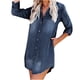 thumbnail image 1 of Vestido corto de mezclilla con cuello redondo y manga larga ajustado a la moda de verano para mujer Fridja  yut633, 1 of 5
