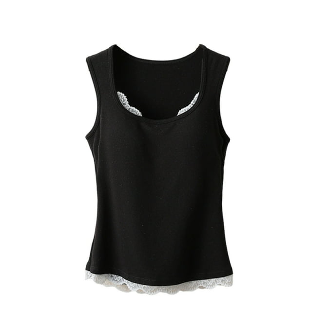 RXMEKW Camisole à Bretelles Sans Manches pour Femmes comme Haut de Pyjama en Polyester, Noir
