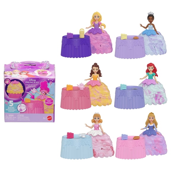 Disney Princess Cupcake Small Doll Reveal with 5 Surprises Including Doll & 2 Accessories