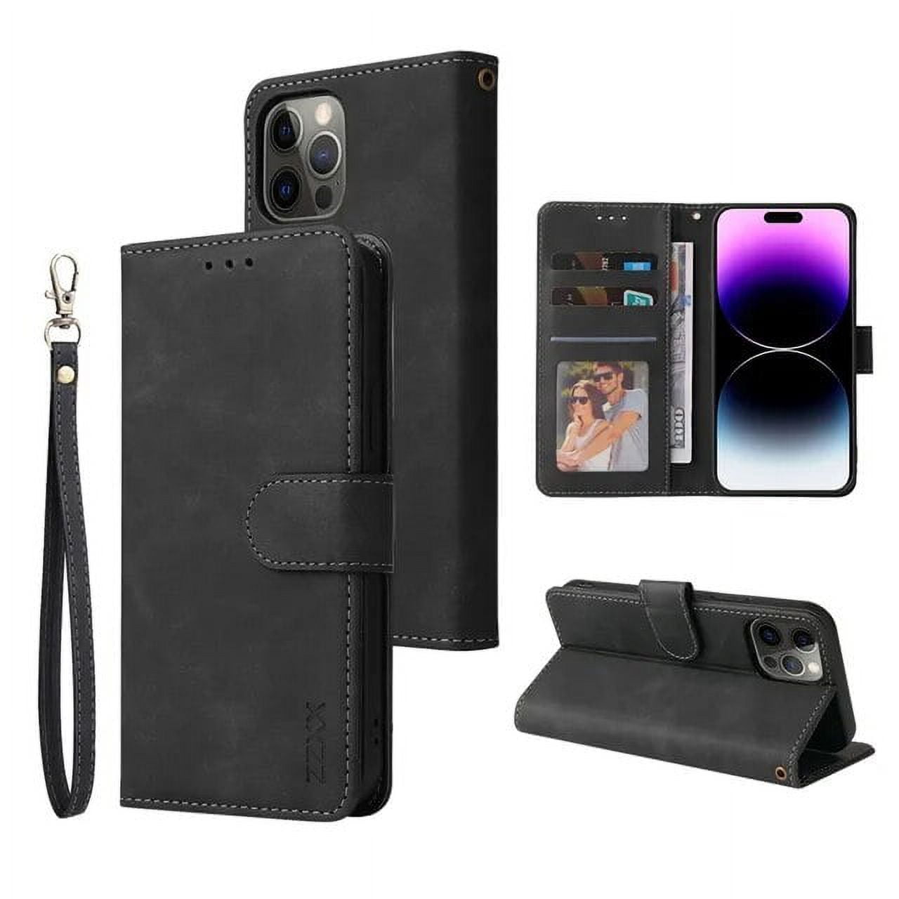 RESISTANT Cell Phone ＆ ipod Case ZZXX Leather Wallet Phone Case For iPhone 15 Pro Max 14 13 Mini 12