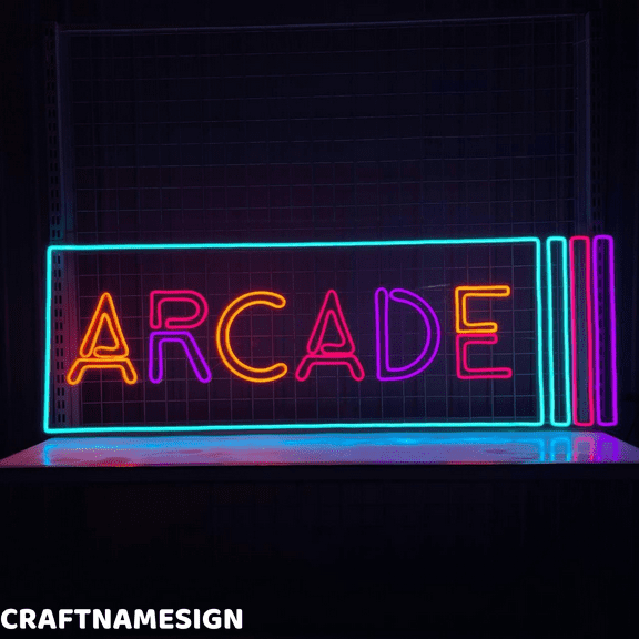 Craftnamesign Arcade Neon Sign, Game Room Wall Decor, Arcade Zone Wall Art