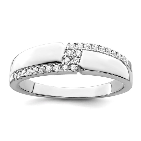 925 Sterling Silver Polished Brilliant Embers Rhodium Plated Cubic Zirconia Mens Ring Size 10 Ring for Men