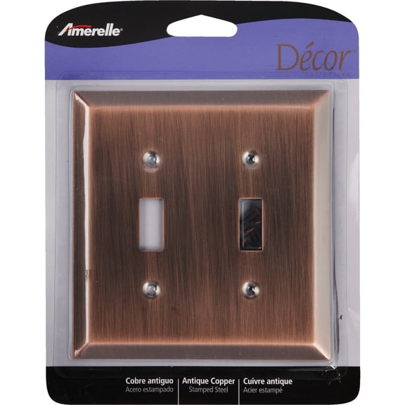 Amerelle Century Double Toggle Steel Wallplate in Antique Copper