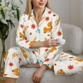 thumbnail image 6 of Honeii Squirrel Maple Leaves And Nuts print Women's Pajama Sets Long Sleeve Button Down Sleepwear Nightwear Soft Pjs Lounge Sets-XX-Large, 6 of 7