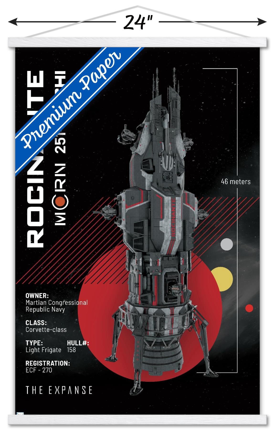 The Expanse - Roci Ship Wall Poster with Wooden Magnetic Frame, 22.375" x 34"
