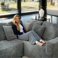 thumbnail image 2 of 135.5" Modular Sectional Sofa, Gray U-Shaped Sofa 6-Seater Bonouch with Reversible Chaise, Corduroy Fabric Couch for Living Room & Bedroomeless Cloud C, 2 of 8