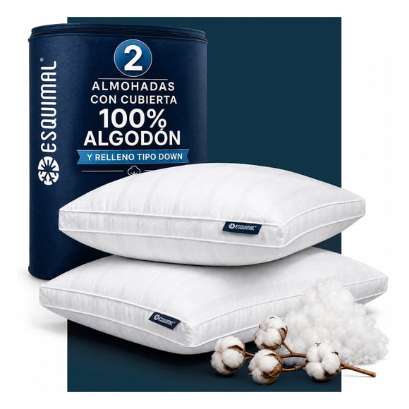 Pack 2 Almohadas Esquimal 100% Algodón Hipoalérgenica Tamaño King Size