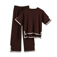 thumbnail image 2 of Wancir Sweater Sets Women 2 Piece Lounge Sets Short Sleeve Knit Pullover Tops Wide Leg Pants, 2 of 5