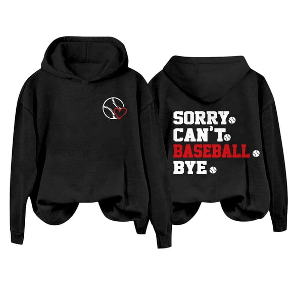 VISALY Hoodies Pullover Graphic Sweatshirts Women's Letterprinted Baseball Long Sleeved Hoodie Casual Sweaters Business Casual Sweaters Pullover for Women Black L