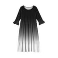 thumbnail image 5 of Abcomgle Girl's Summer Casual Dress Casual A-Line 3/4 Sleeve Girls Long Dresses Gradient Crew Neck Sundresses Tiered Holiday Dresses with Pockets,13-14 Years Black, 5 of 6