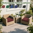 thumbnail image 4 of 2-Pack 22x22 Waterproof Outdoor Chair Cushions, High-Density Foam Patio Seat Pads with Removable Cover & Ties, Oxford Fabric with Handle for Garden Deck, Dark Red, 4 of 6
