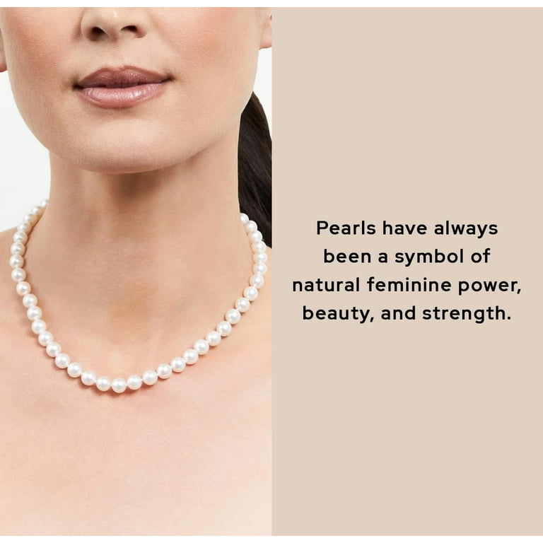 The Pearl Source Round White Freshwater Cultured Pearl | Necklace for Women  in 20