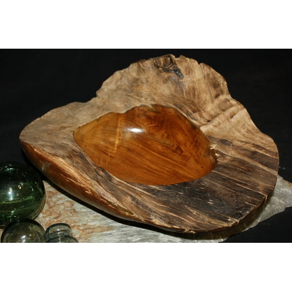 Rustic Teak Wooden Bowl 15"X16"X4" Teak Root | #HWA214