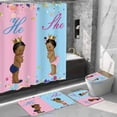 thumbnail image 2 of 4 PCS African American Kids Shower Curtain Set 4 Pieces Children Baby Bathing Shower Curtains with Bath Rugs Non-Slip Soft Toilet Lid Cover for Bathroom Decor SETYYNT5, 2 of 9