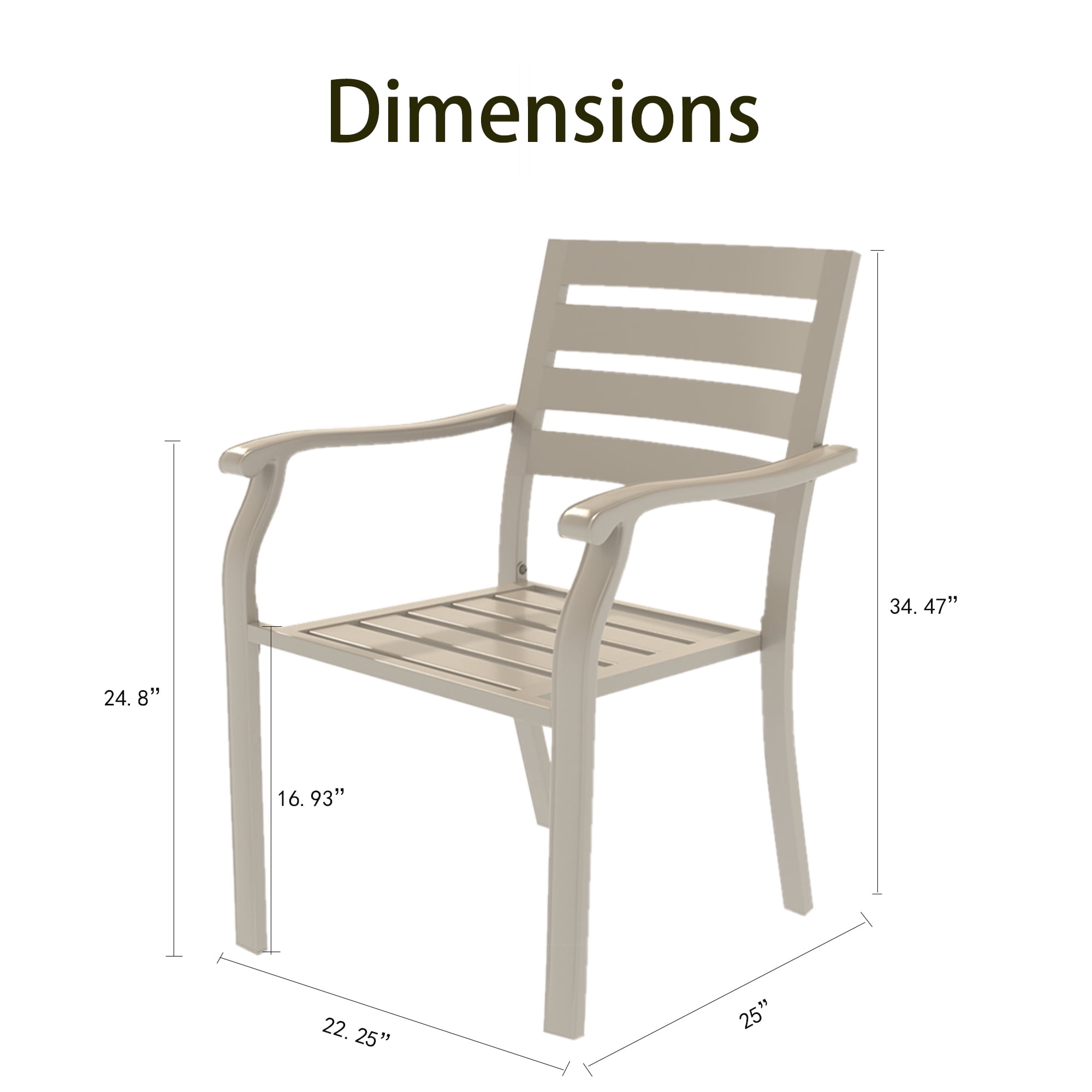 Leumius Set of 2 Outdoor Patio Dining Chairs,All-Weather Outdoor Metal Dining Chairs for Patio,Deck,Porch,Backyard,Cream