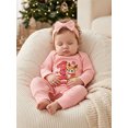 thumbnail image 6 of Miaouyo Baby Girl Christmas Romper Embroidery Crew Neck Bodysuits with Headband, 6 of 9