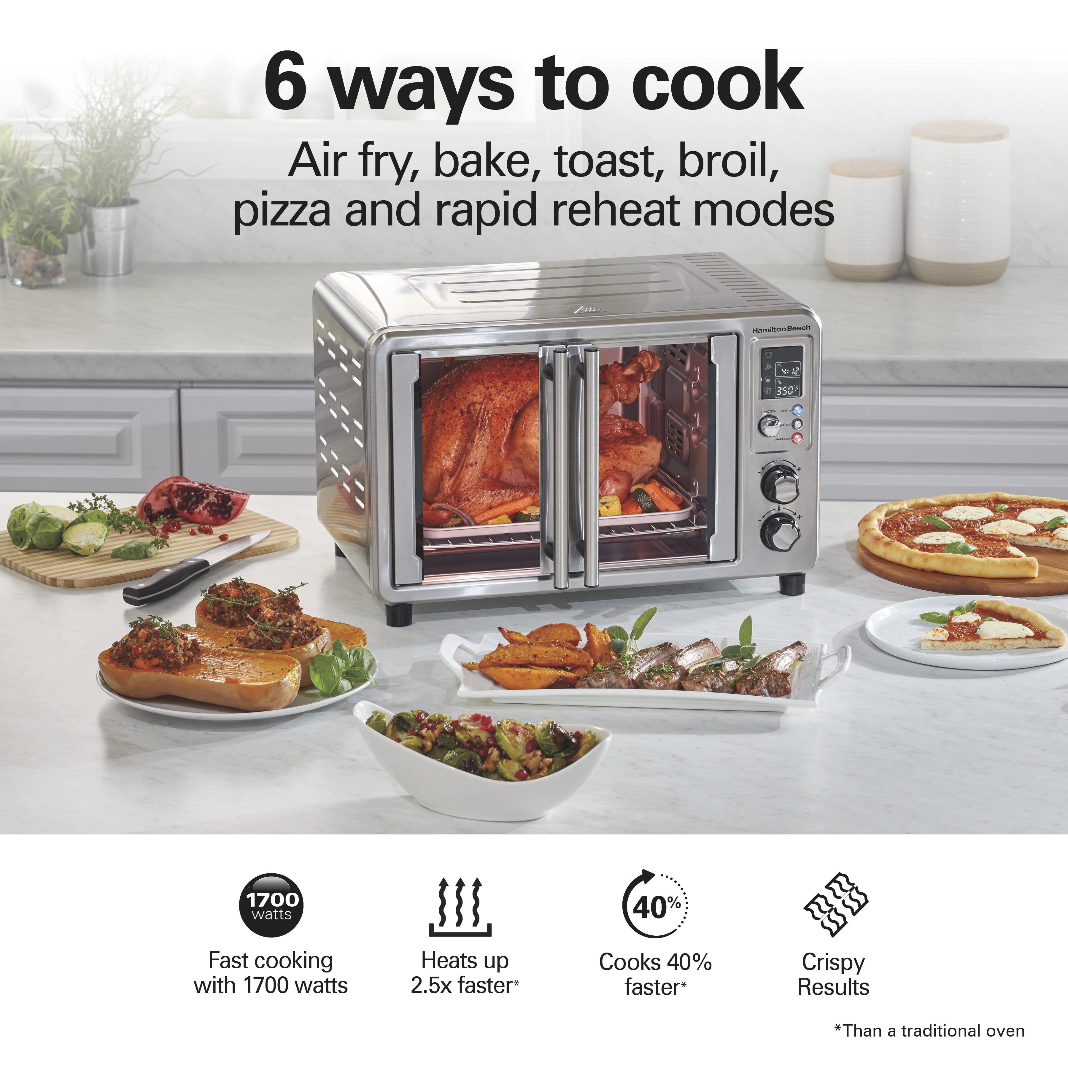 Hamilton Beach Sure-Crisp® 6-in-1 XL Digital Air Fryer Oven with French Doors, 6-Slice Capacity, 31191J