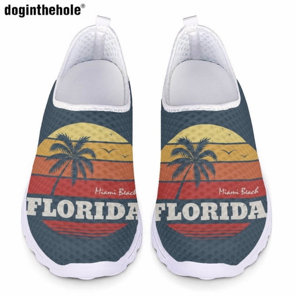 Doginthehole West Palm Beach Florida - Zapatos casuales de verano para mujer, zapatillas ligeras de malla transpirable, zapatos planos cómodos