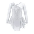 thumbnail image 6 of dPois Ice Skating Dress for Girls Mesh Splice Figure Skating Dress Sparkle Ballet Dance Leotard White 6, 6 of 7