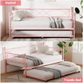 thumbnail image 2 of Bingirl Cadre de Lit de Jour en Métal Format Simple avec Tiroir-Lit : Roulettes Verrouillables, Lattes en Métal Robustes, Base de Matelas Rose Plateforme Canapé-Lit pour Salon, Chambre, Chambre d'Amis, 2 of 7