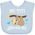 thumbnail image 3 of Inktastic My Titi Loves Me with Sloth and Hearts Boys or Girls Baby Bib, 3 of 4