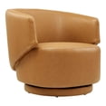 thumbnail image 2 of Modway Celestia Upholstered Vegan Faux Leather & Wood Swivel Chair in Tan, 2 of 9