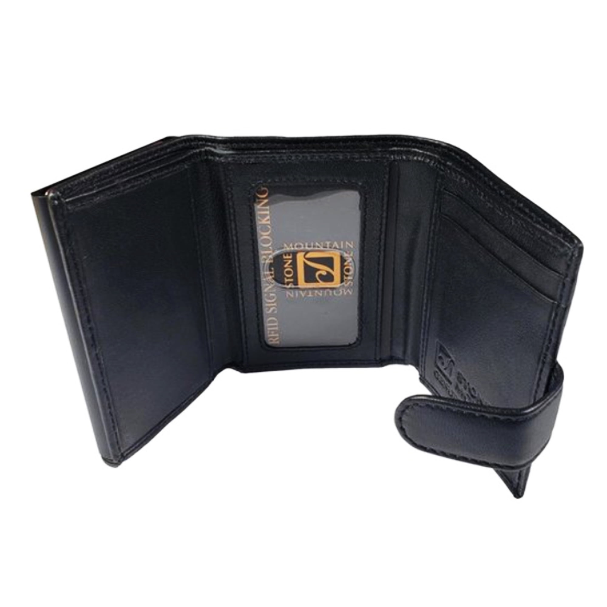 STONE MOUNTAIN Men's Leather Wallet, TRAVELLER, RFID Protection - BLACK  (SM-1-174-1P)