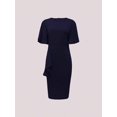 thumbnail image 4 of Navy Blue Ruffle Sleeve Peplum Bodycon Midi Dress For Women, 4 of 7