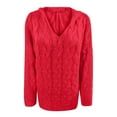 thumbnail image 5 of Fesfesfes Women Sweaters Casual Loose Solid Color V-Neck Pullover Tops Long Sleeve Sweater Tops Blouse or, 5 of 5