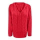 thumbnail image 5 of Suéter de manga larga con cuello en V y línea de color sólido calado informal sexy para mujer Blusa Fridja  hjk2187, 5 of 5
