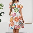 thumbnail image 2 of Pastel Rainbow Lollipop Sundress Short Sleeve Dress Summer Women Clothes Dress for Women Dresses, 2 of 7
