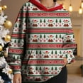 thumbnail image 2 of Fiaer Christmas Hoodie for Women Trendy Oversized Cute Santa Graphic Hooded Sweatshirts Long Sleeve Baggy V Neck Long Sleeve Tops with Pockets 2-Red L, 2 of 4