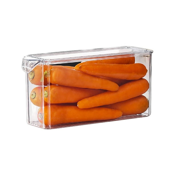Contenedor transparente para refrigerador con tapa | Contenedor de plástico con cajón para organizar la cocina | Contenedores apilables para conservar frutas, verduras y sobras