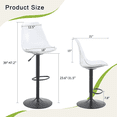 thumbnail image 7 of Hi loPres Set of 2 Modern Adjustable Swivel Bar Stools, Clear Backrest with Black Metal Base Counter Height Kitchen Island Chairs, 7 of 7