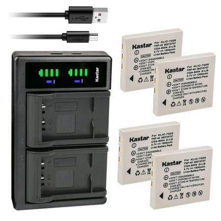 Kastar 4-Pack Battery and LTD2 USB Charger Replacement for Pentax D-Li8 D-Li85 Battery D-BC8 Charger Pentax Optio S Optio S4 Optio S4i Optio S5i Optio S5n Optio S5z Optio S6 Optio S7 Optio SV